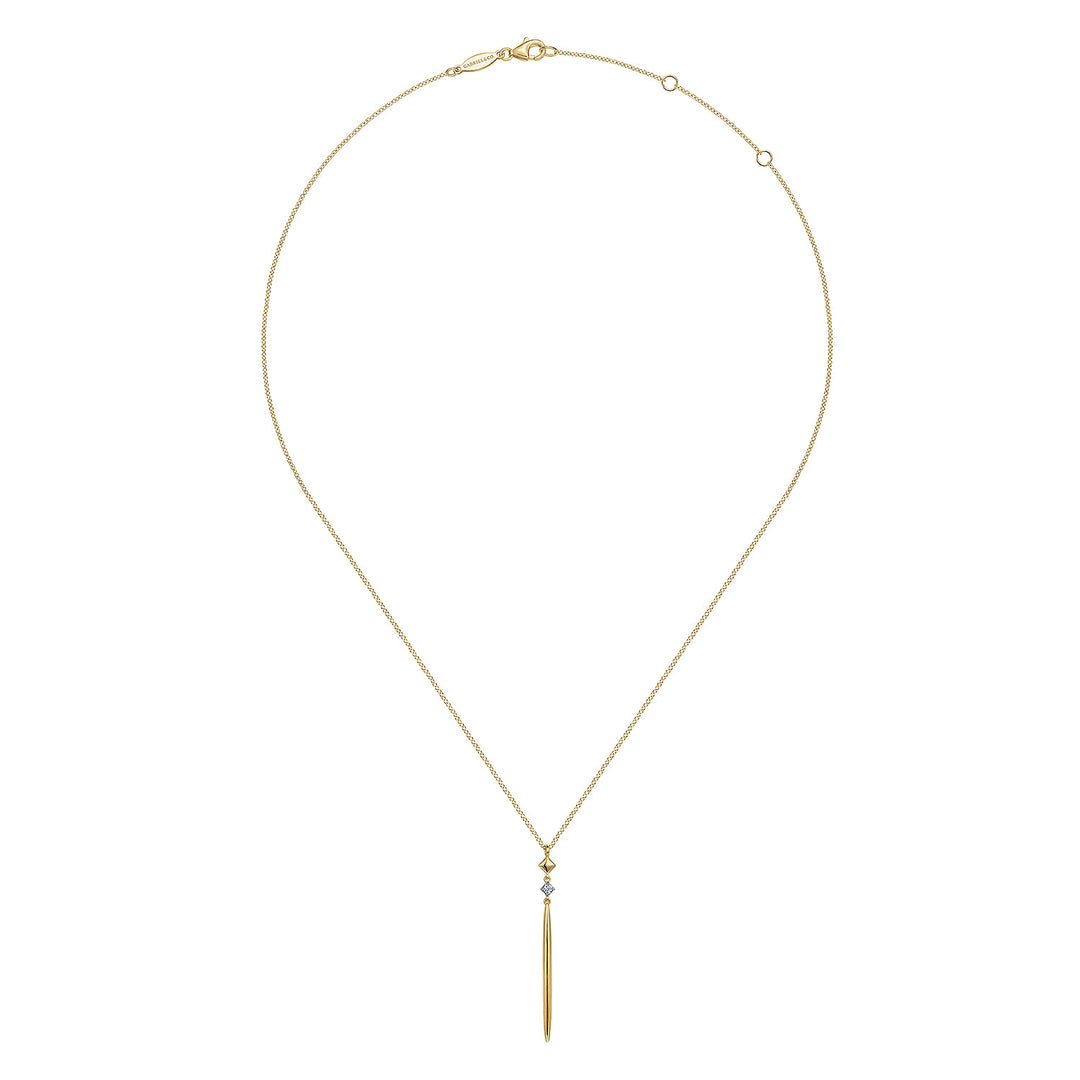 14K Yellow Gold Drop Pendant Necklace