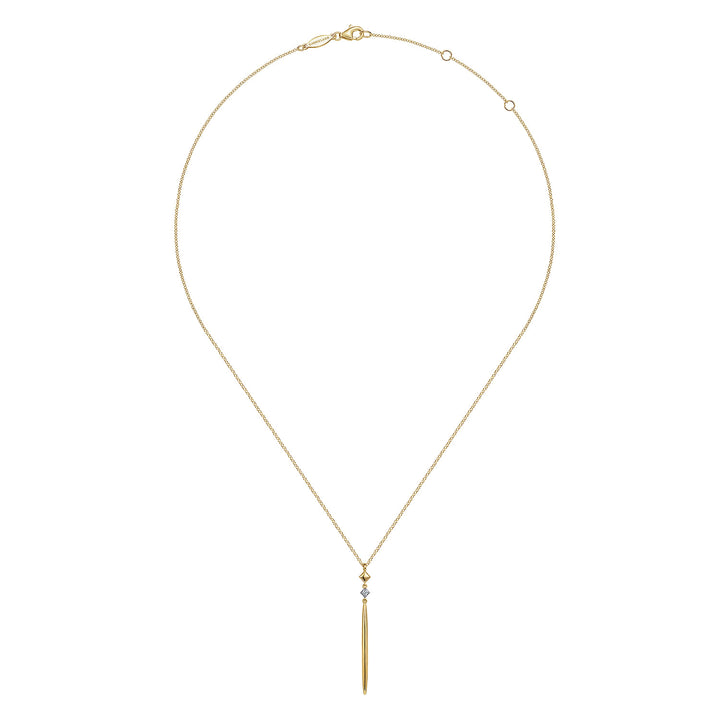 14K Yellow Gold Drop Pendant Necklace