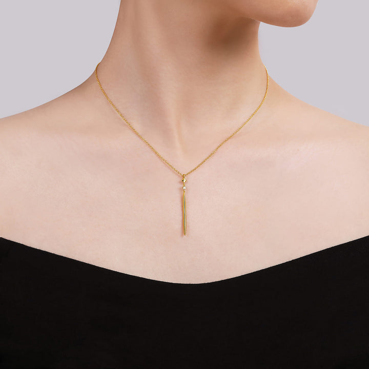 14K Yellow Gold Drop Pendant Necklace