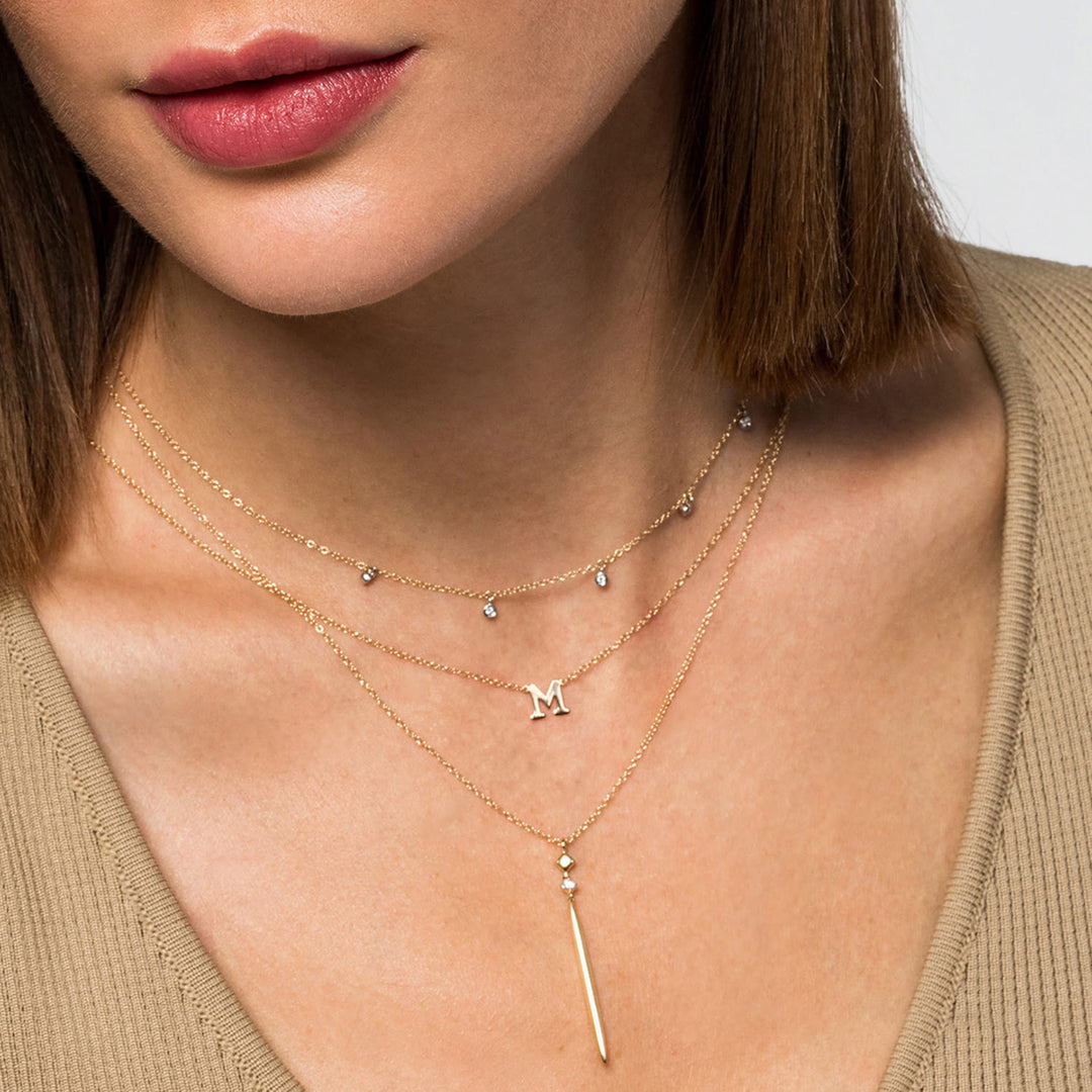 14K Yellow Gold Drop Pendant Necklace