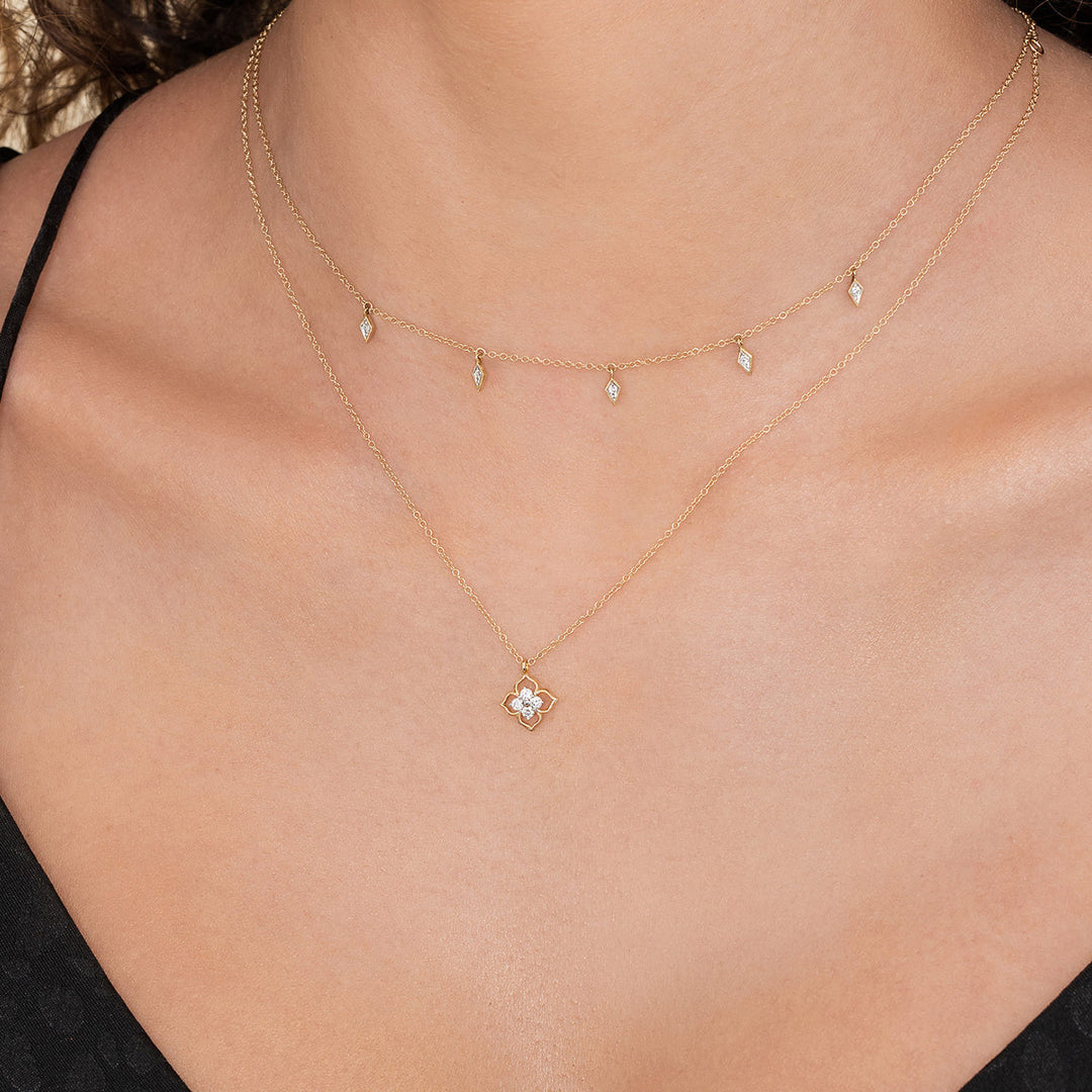 14K Yellow Gold Clover Pendant Necklace