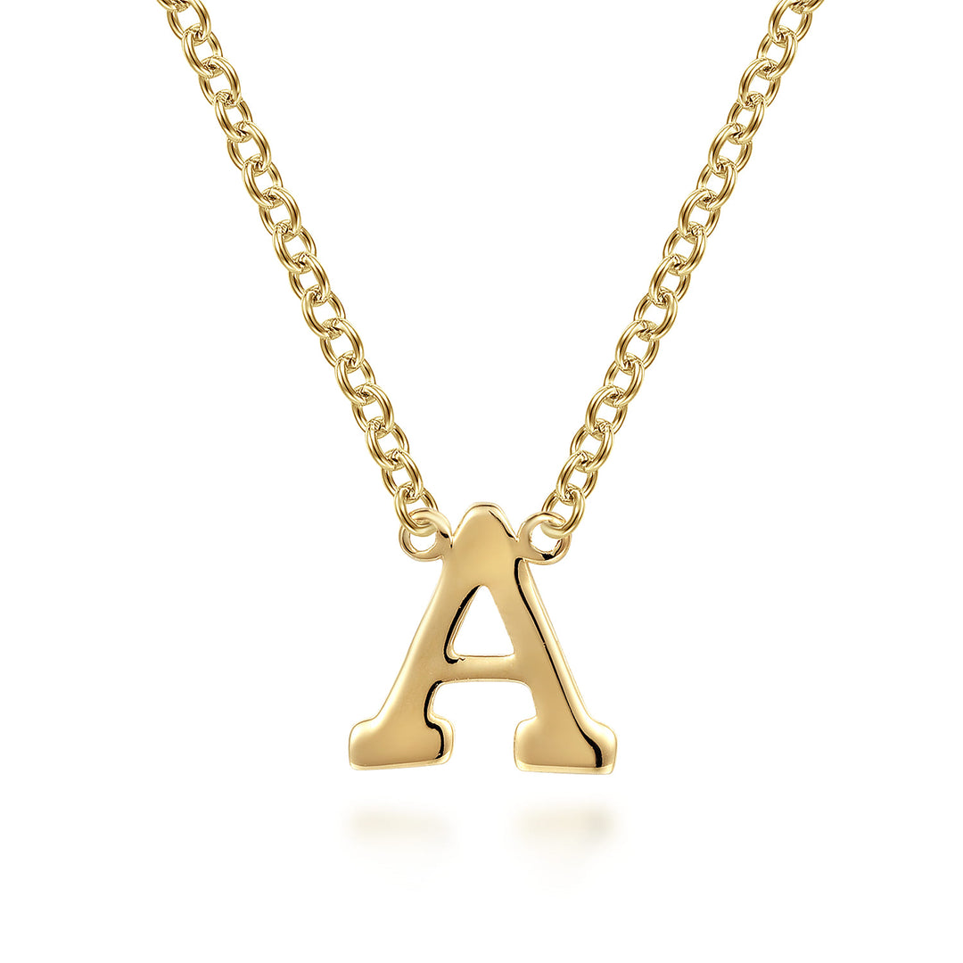 Contemporary 14K Yellow Gold Initial A Necklace
