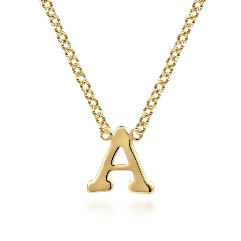 Contemporary 14K Yellow Gold Initial A Necklace