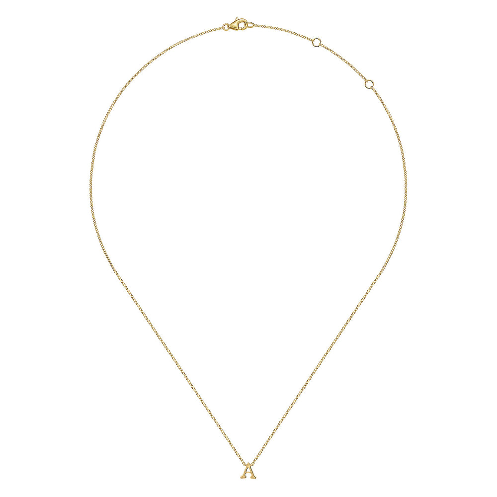Contemporary 14K Yellow Gold Initial A Necklace