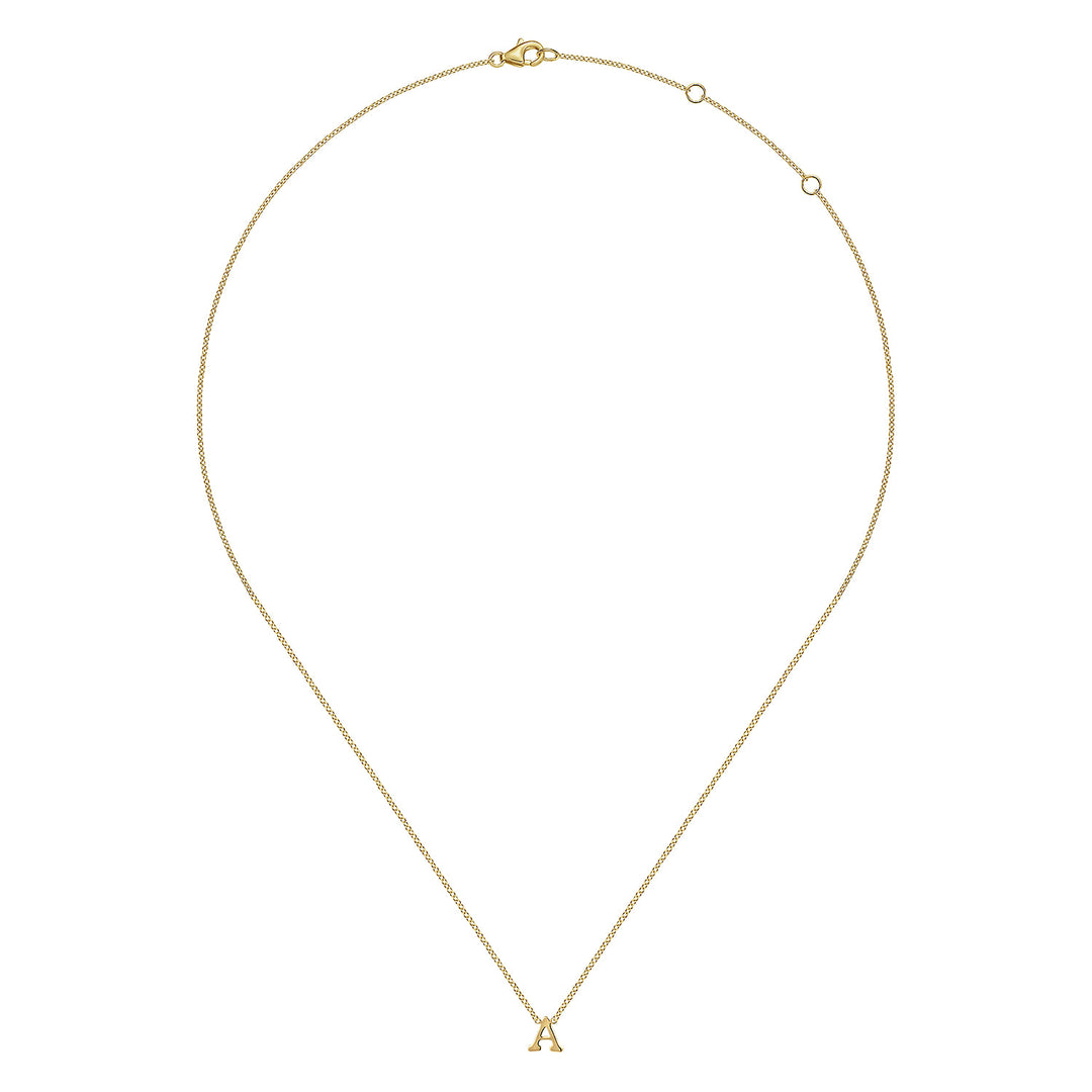 Contemporary 14K Yellow Gold Initial A Necklace