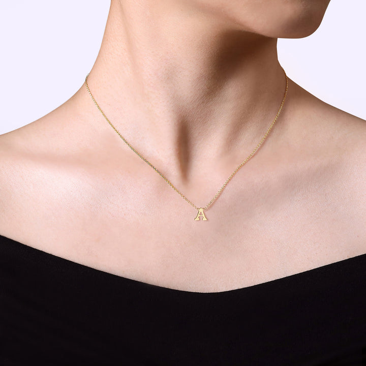 Contemporary 14K Yellow Gold Initial A Necklace