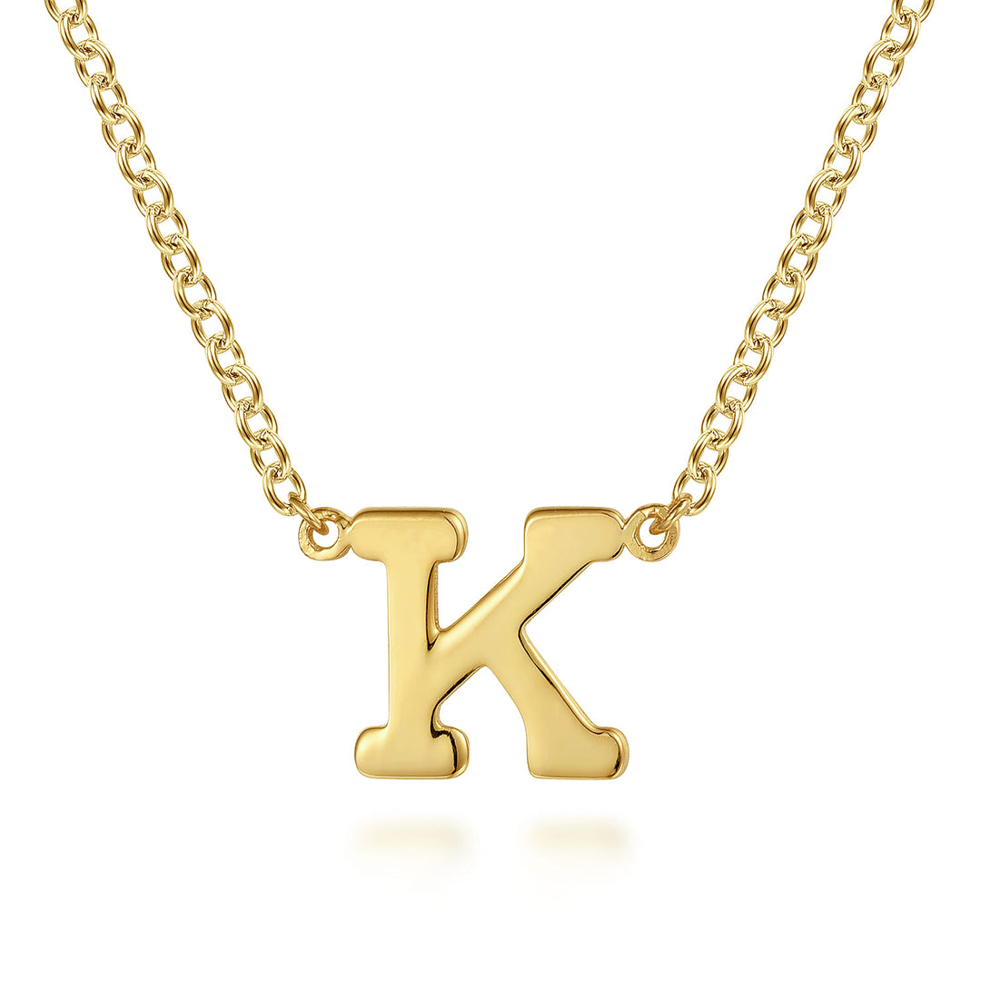 14K Yellow Gold Initial K Pendant Necklace