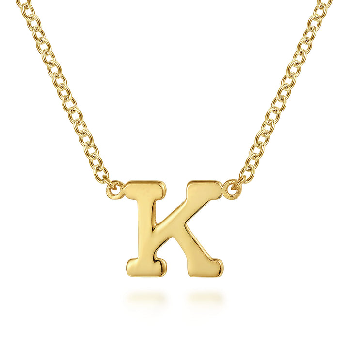 14K Yellow Gold Initial K Pendant Necklace