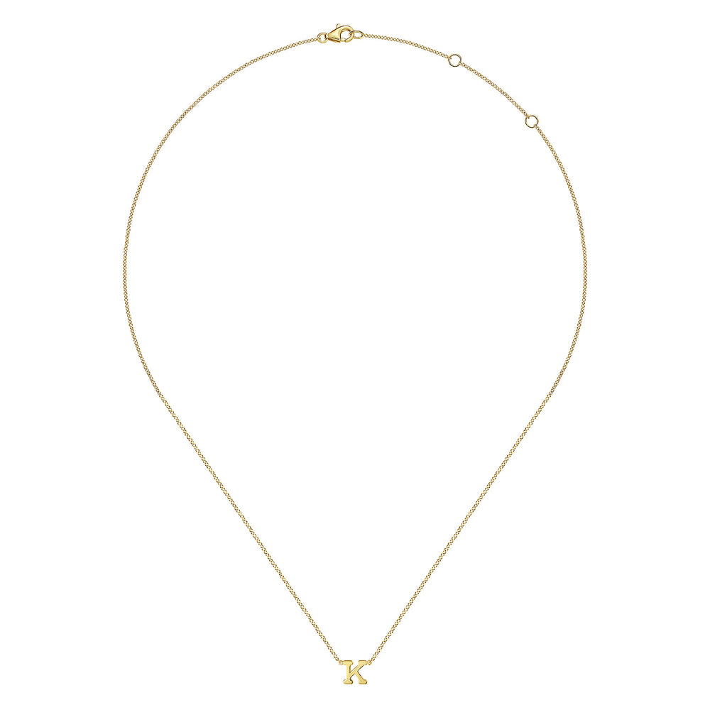 14K Yellow Gold Initial K Pendant Necklace