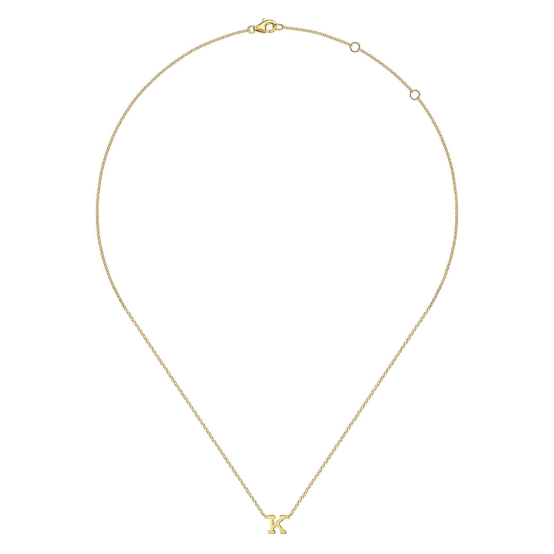 14K Yellow Gold Initial K Pendant Necklace
