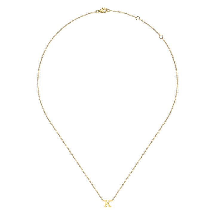 14K Yellow Gold Initial K Pendant Necklace