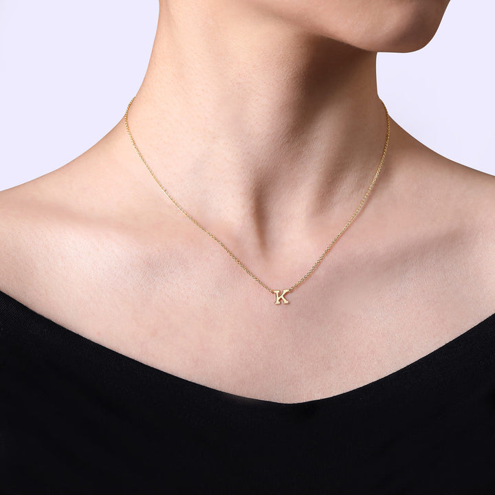 14K Yellow Gold Initial K Pendant Necklace