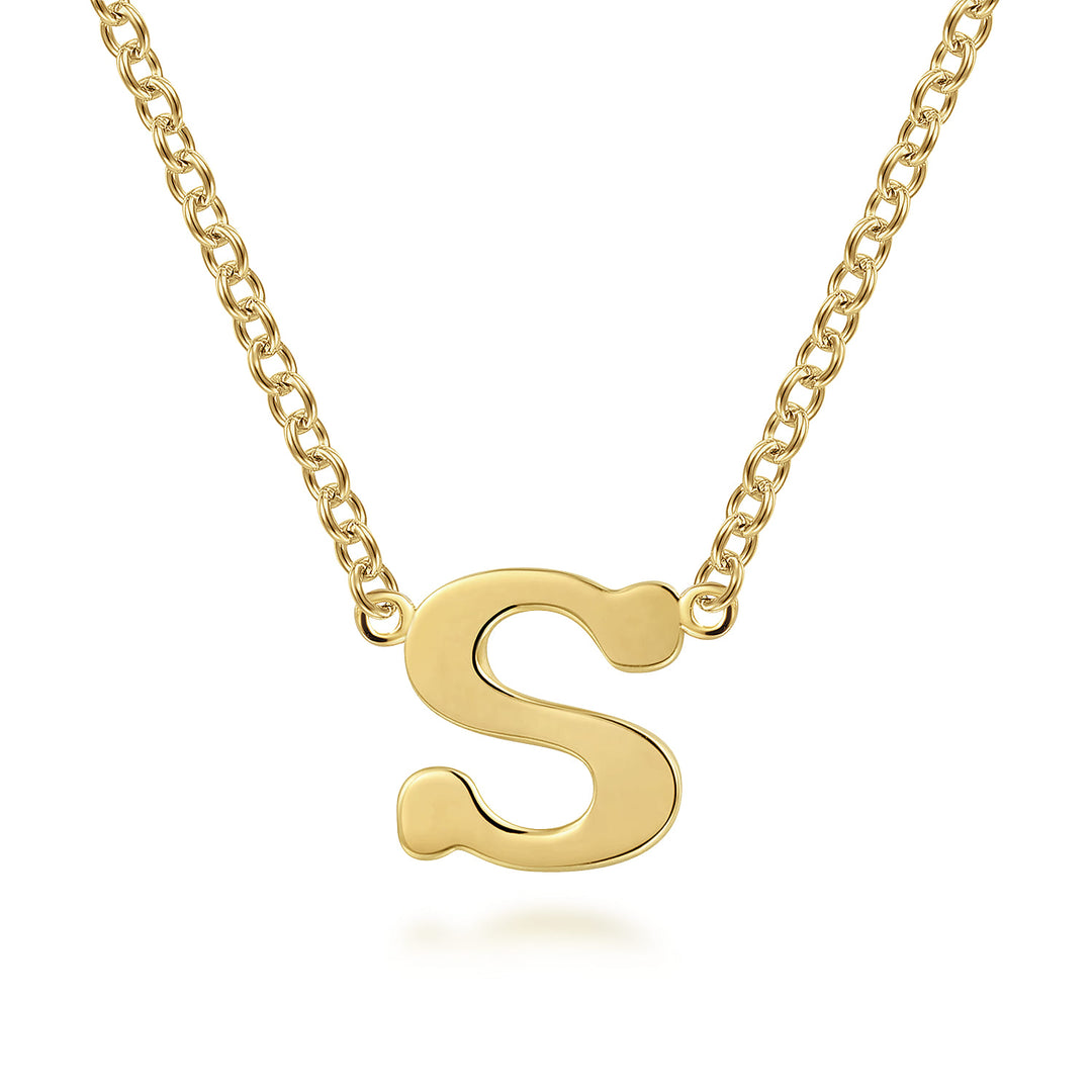 Contemporary 14K Yellow Gold Initial S Necklace