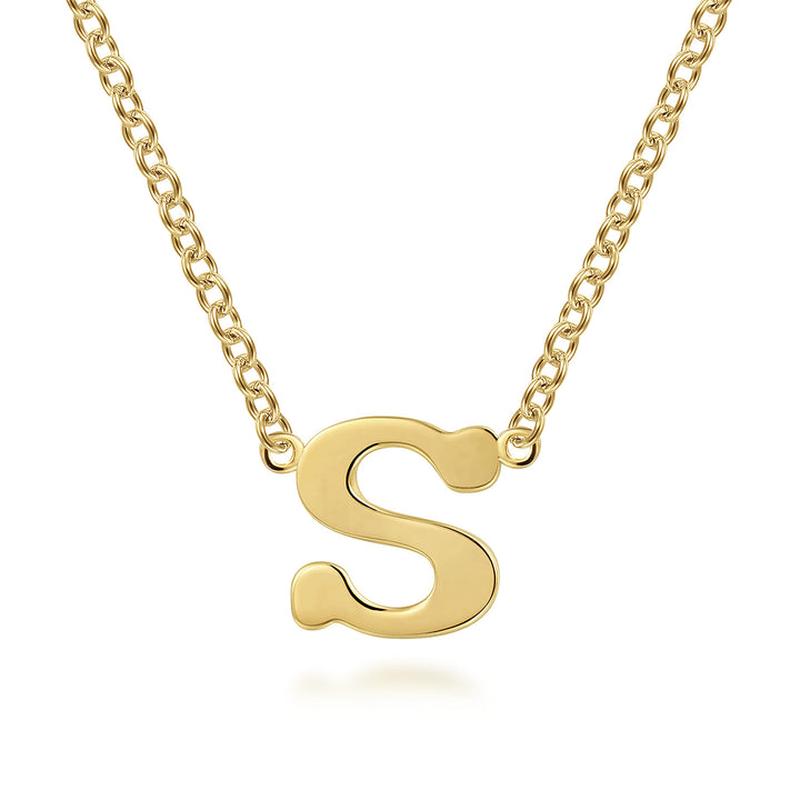 Contemporary 14K Yellow Gold Initial S Necklace