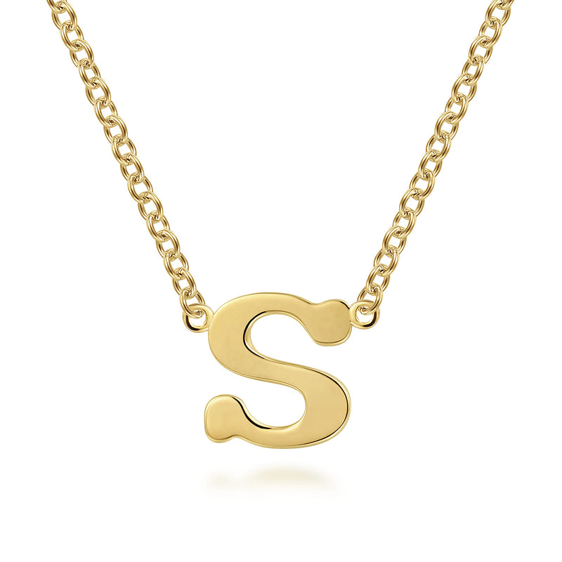 Contemporary 14K Yellow Gold Initial S Necklace