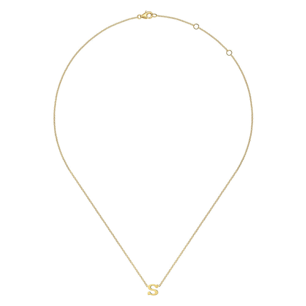Contemporary 14K Yellow Gold Initial S Necklace