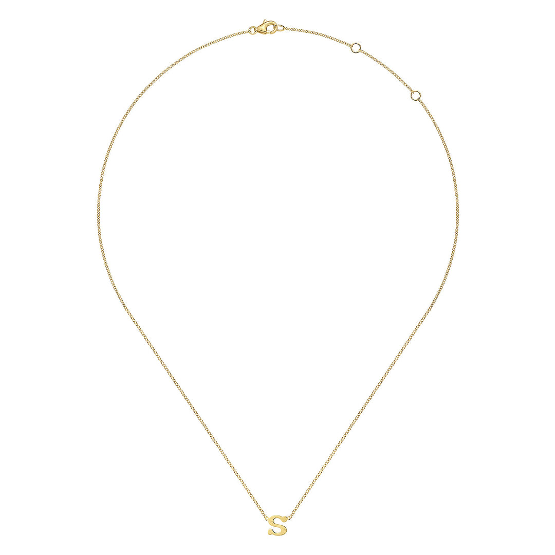 Contemporary 14K Yellow Gold Initial S Necklace