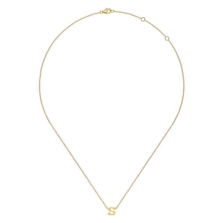 Contemporary 14K Yellow Gold Initial S Necklace