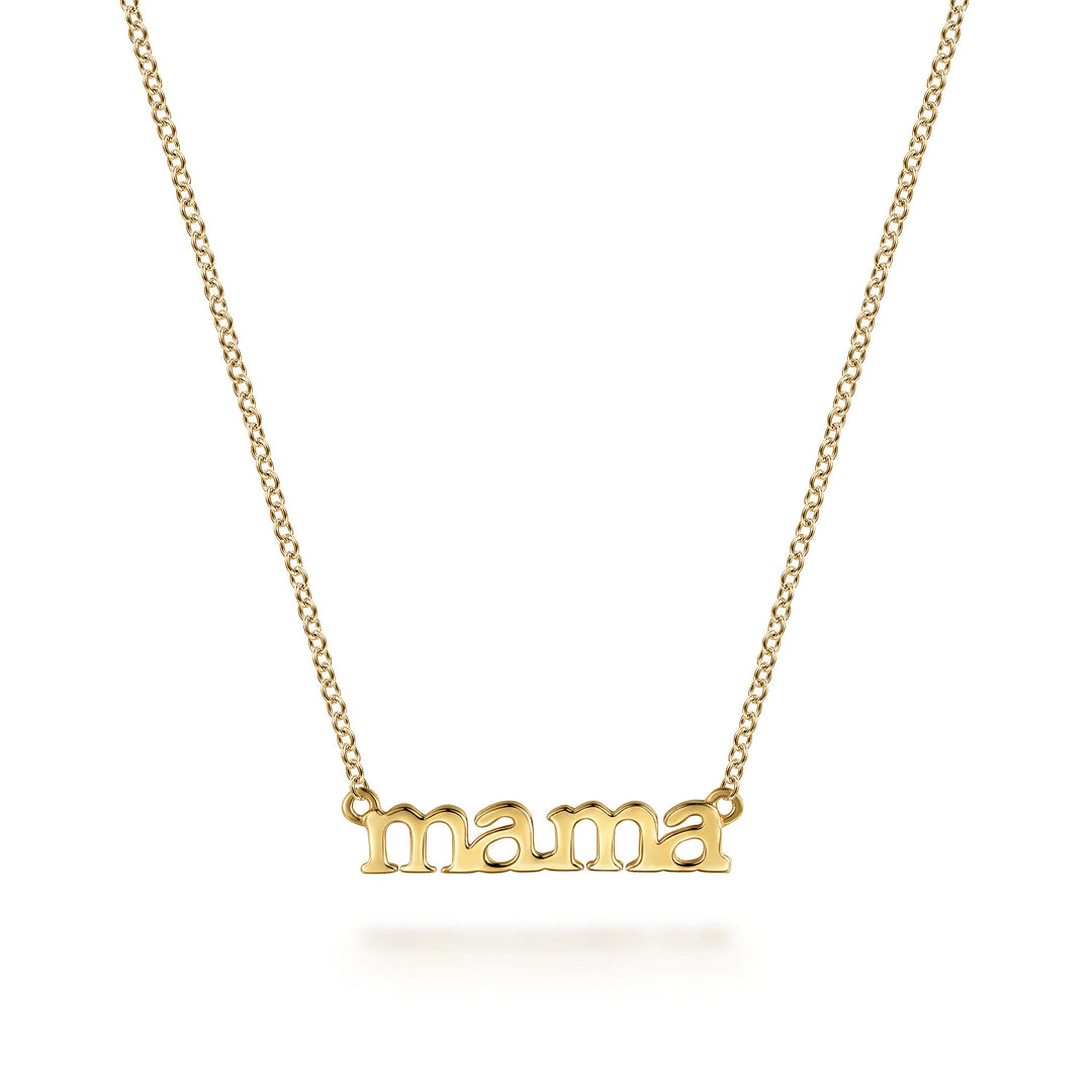 14K Yellow Gold Mama Pendant Necklace