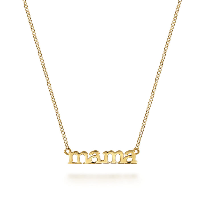 14K Yellow Gold Mama Pendant Necklace