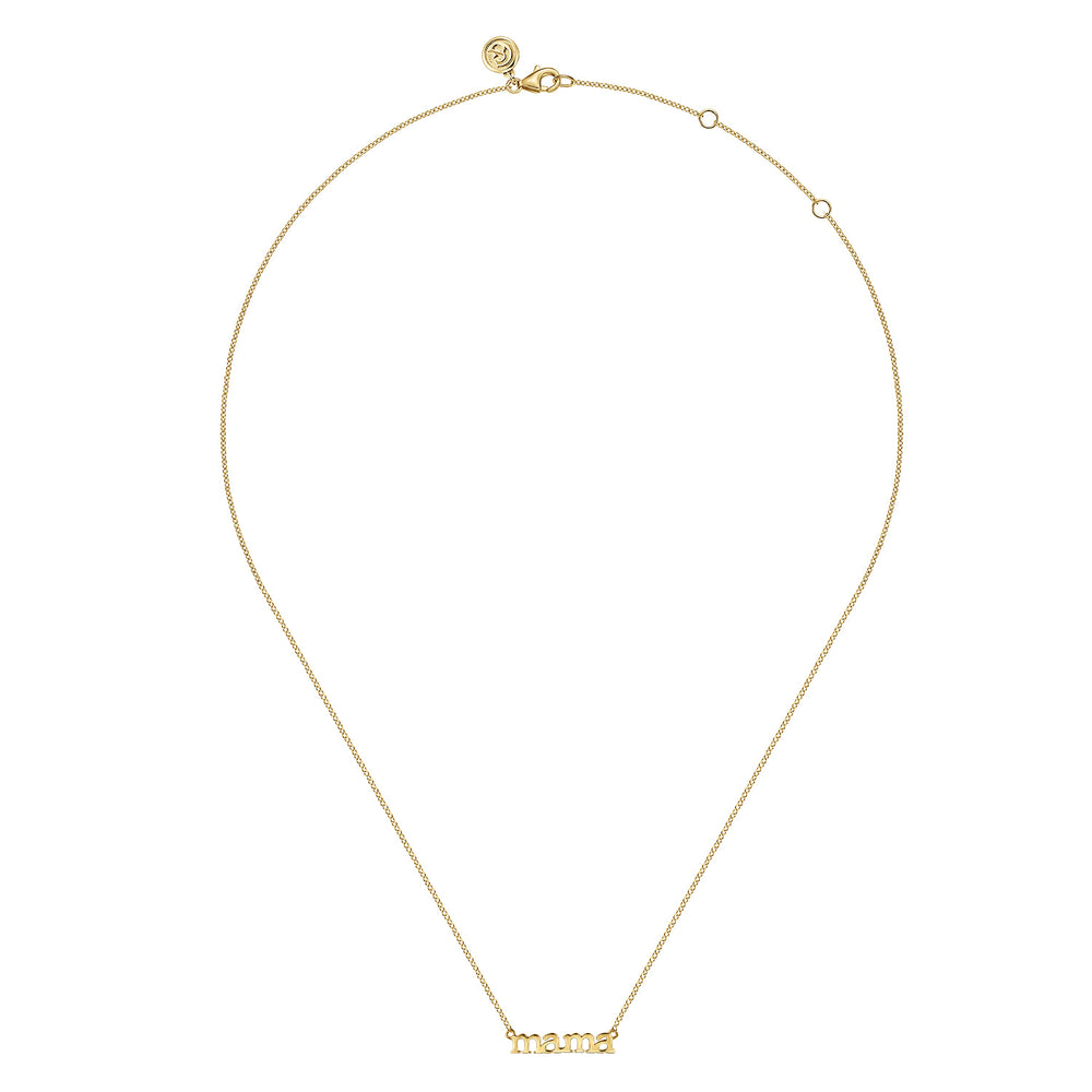 14K Yellow Gold Mama Pendant Necklace