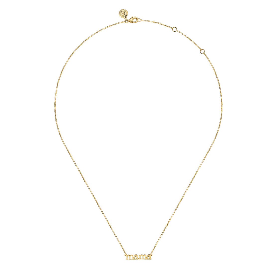 14K Yellow Gold Mama Pendant Necklace