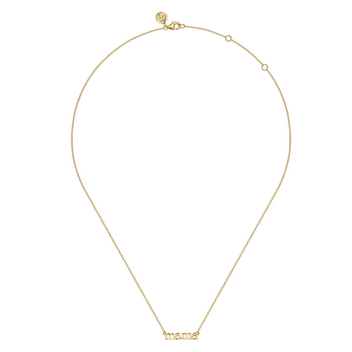 14K Yellow Gold Mama Pendant Necklace