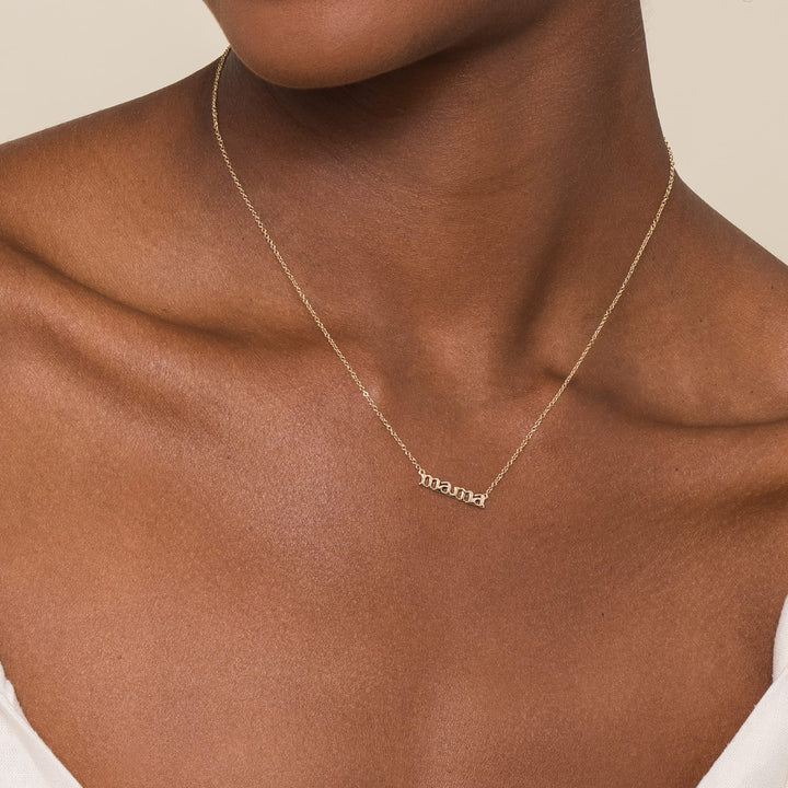 14K Yellow Gold Mama Pendant Necklace