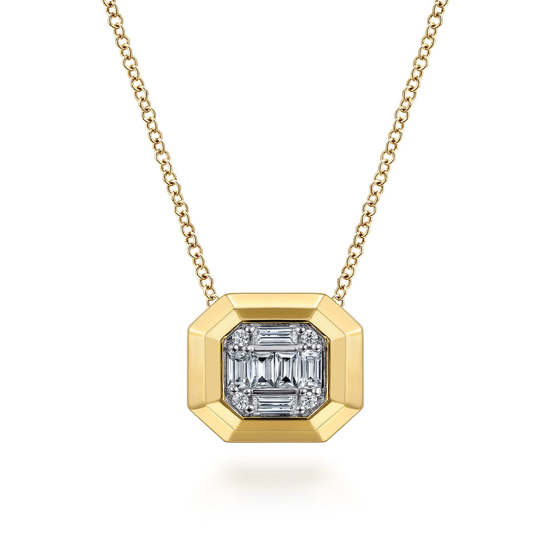 Contemporary 14K Yellow Gold Pendant Necklace