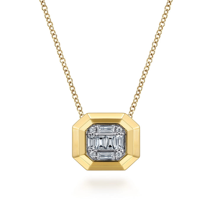 Contemporary 14K Yellow Gold Pendant Necklace