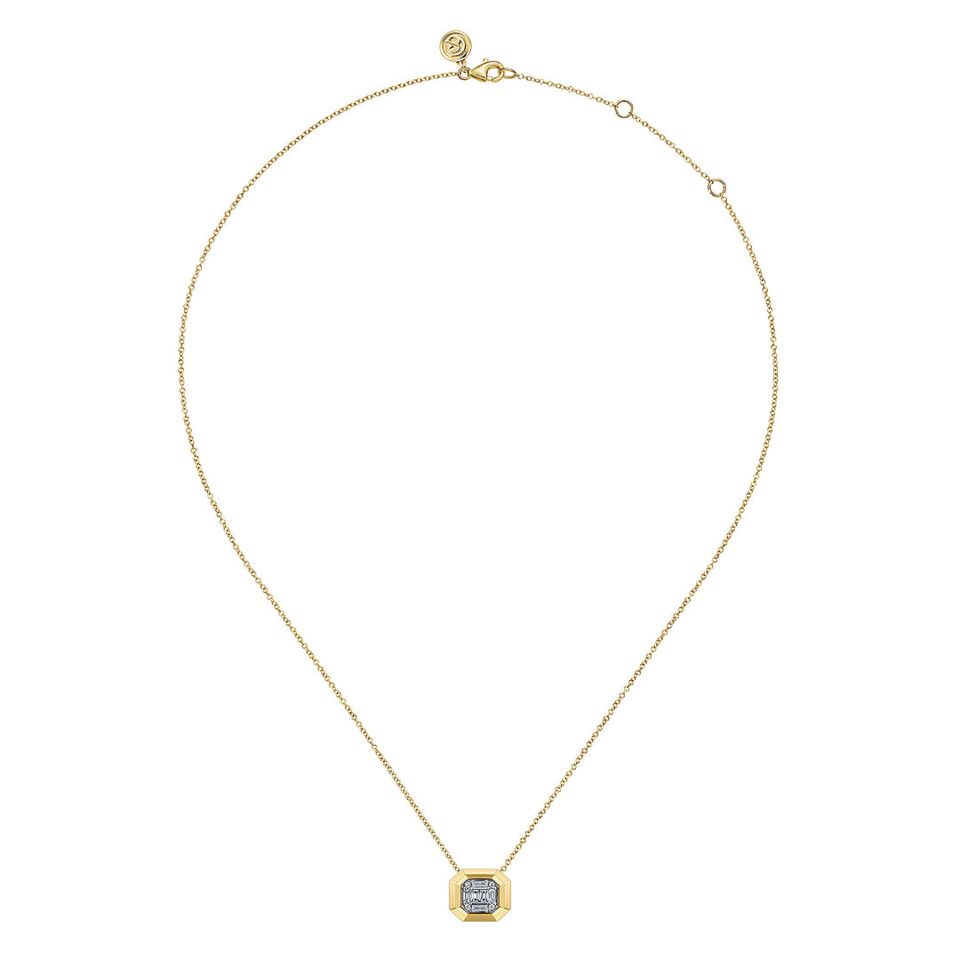 Contemporary 14K Yellow Gold Pendant Necklace