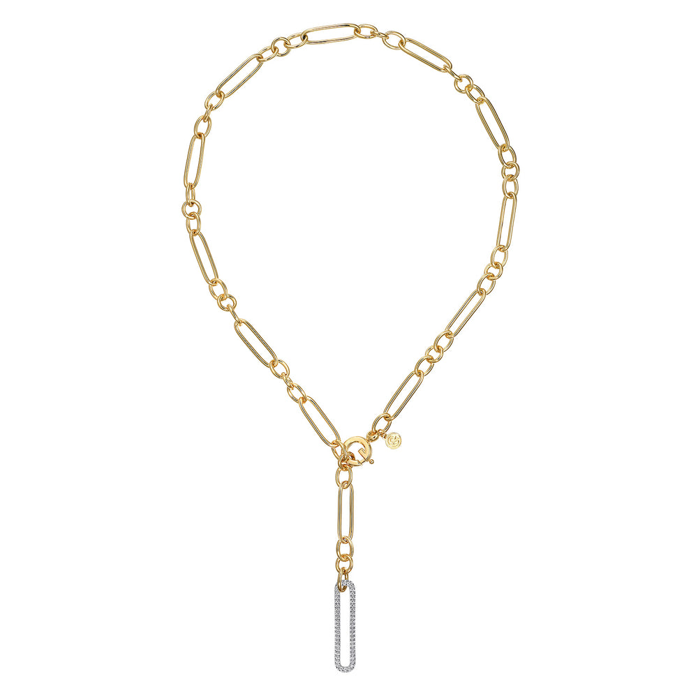 14K Two-Tone Gold Round Drop Pendant Necklace