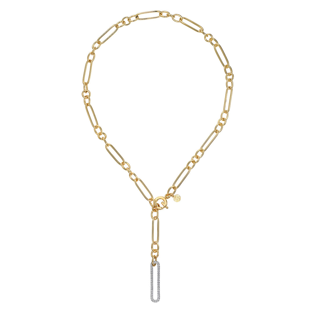 14K Two-Tone Gold Round Drop Pendant Necklace