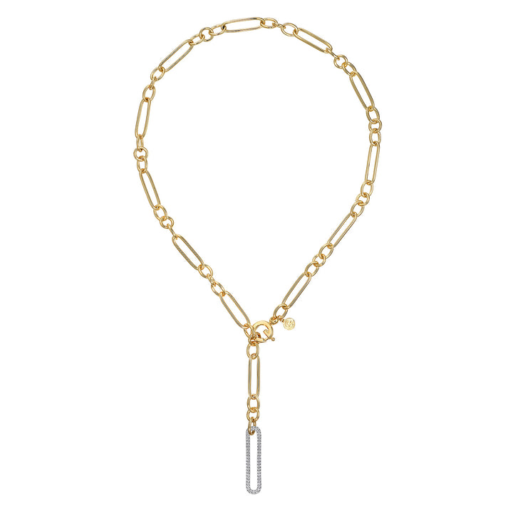14K Two-Tone Gold Round Drop Pendant Necklace