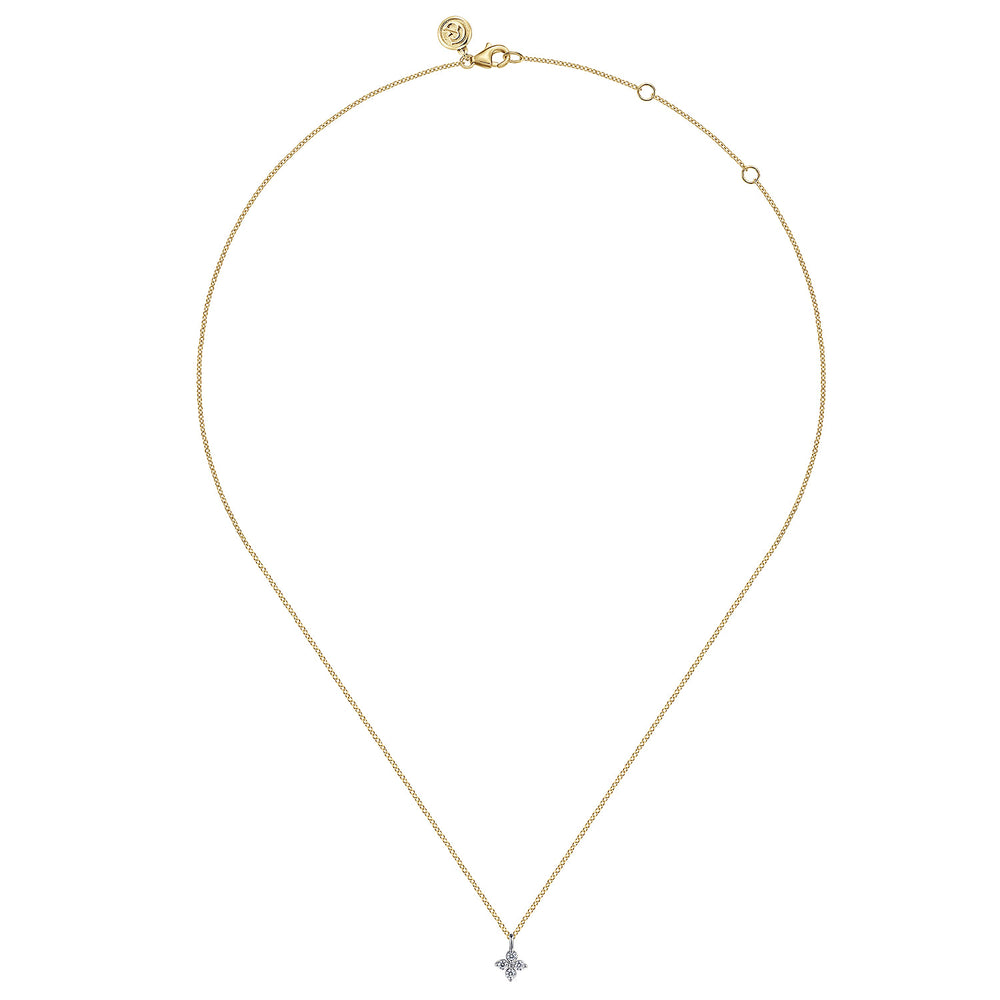 14K Two-Tone Gold Flower Pendant Necklace