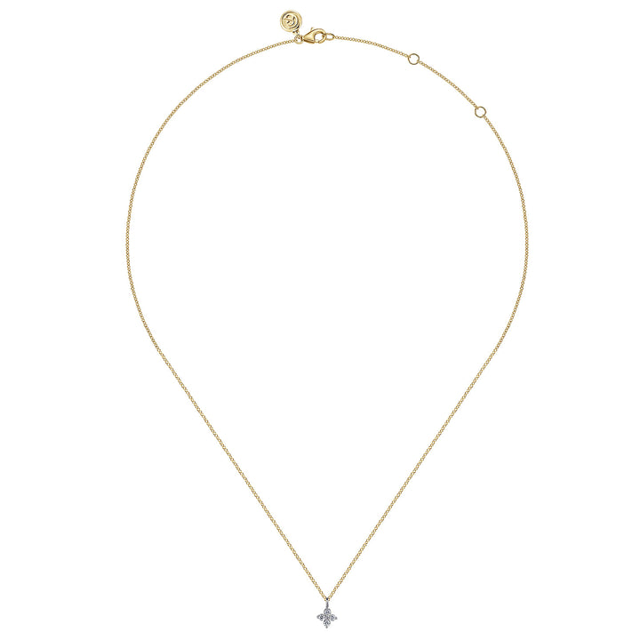 14K Two-Tone Gold Flower Pendant Necklace