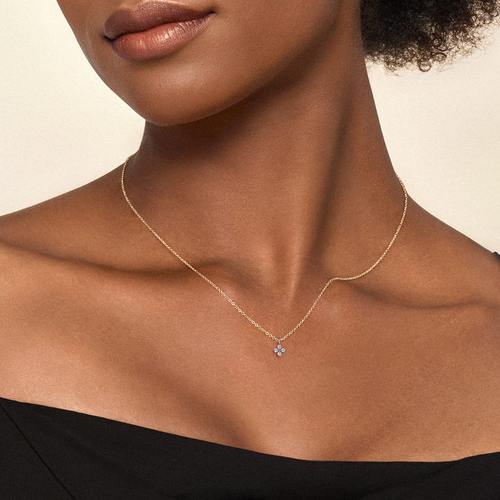 14K Two-Tone Gold Flower Pendant Necklace