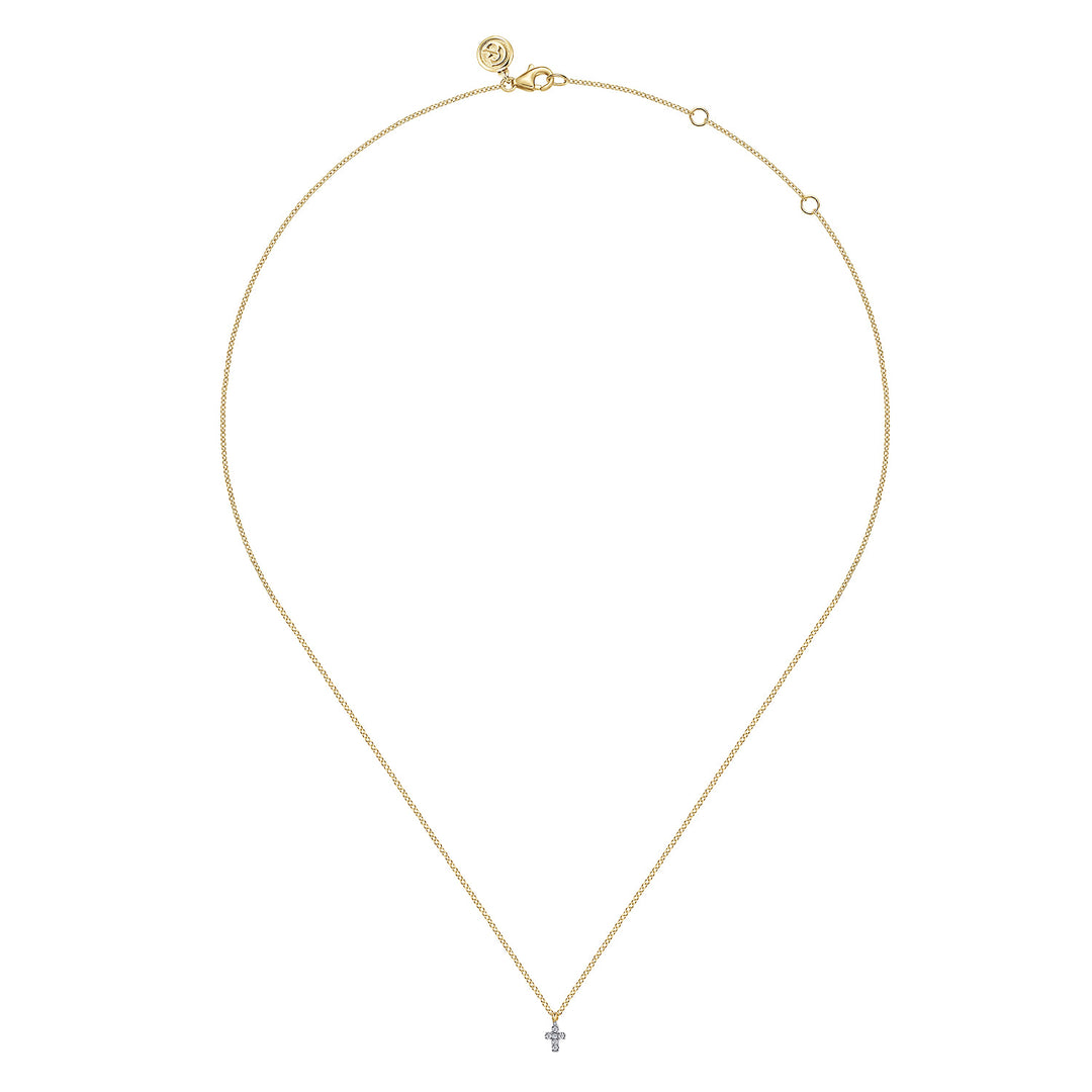 14K Two-Tone Gold Cross Pendant Necklace