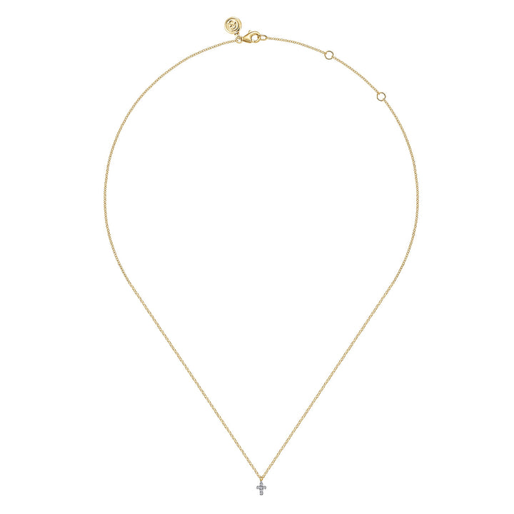 14K Two-Tone Gold Cross Pendant Necklace