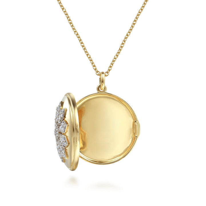 14K Two-Tone Gold Round Locket Necklace