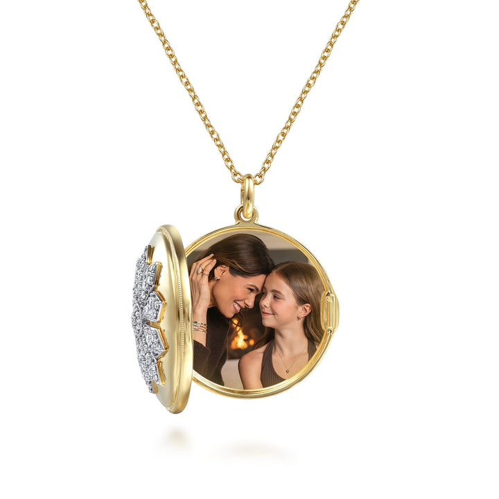 14K Two-Tone Gold Round Locket Necklace