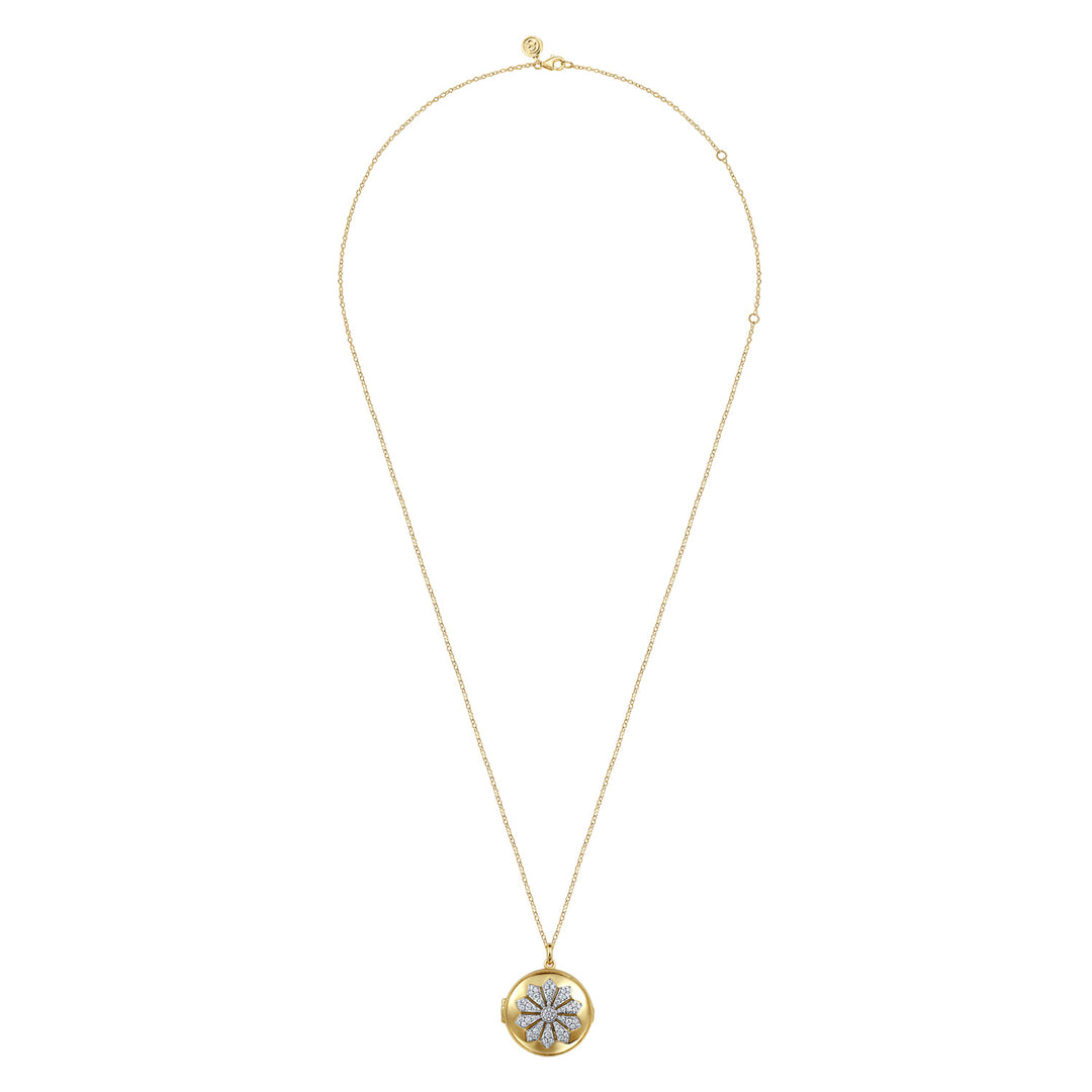 14K Two-Tone Gold Round Locket Necklace