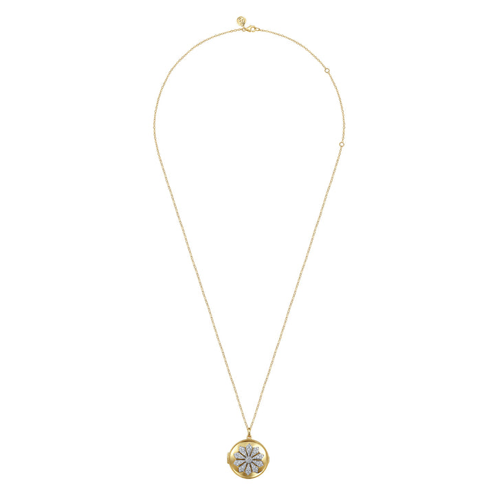 14K Two-Tone Gold Round Locket Necklace