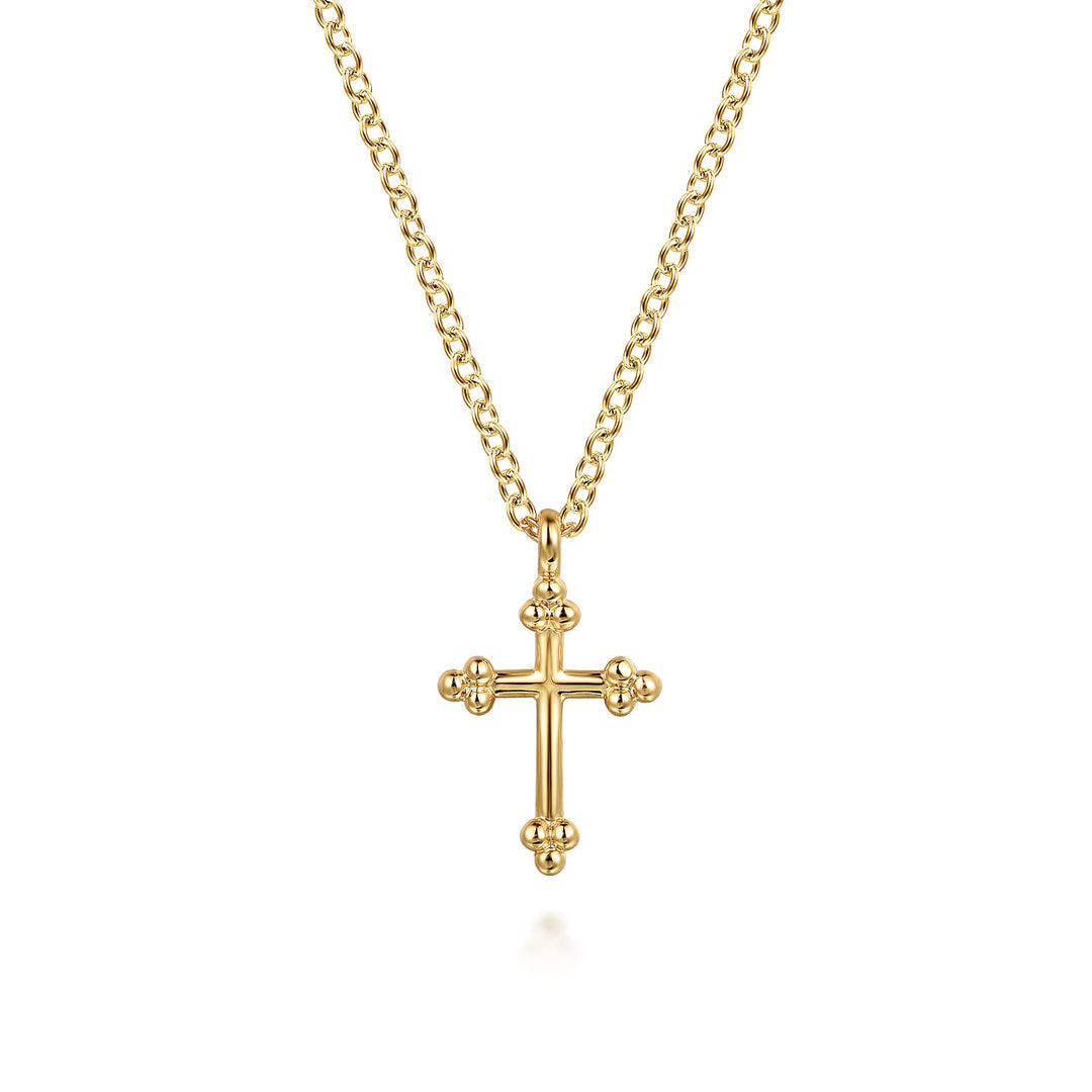 Bujukan 14K Yellow Gold Plain Cross Necklace