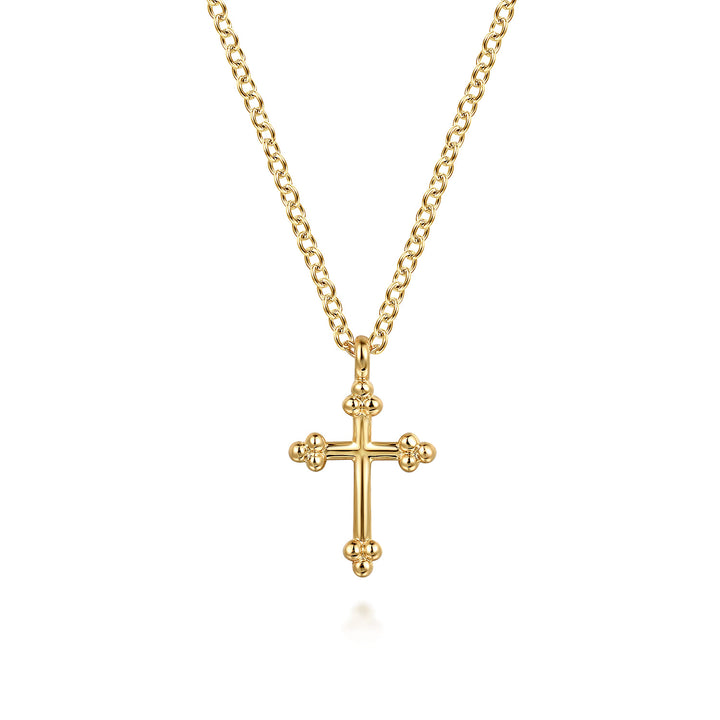Bujukan 14K Yellow Gold Plain Cross Necklace
