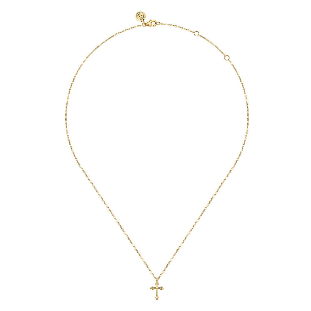 Bujukan 14K Yellow Gold Plain Cross Necklace