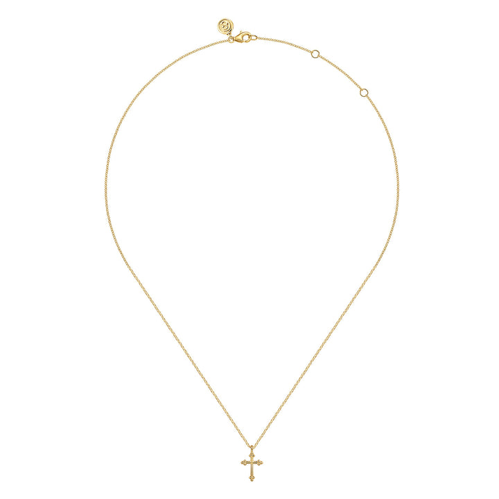 Bujukan 14K Yellow Gold Plain Cross Necklace