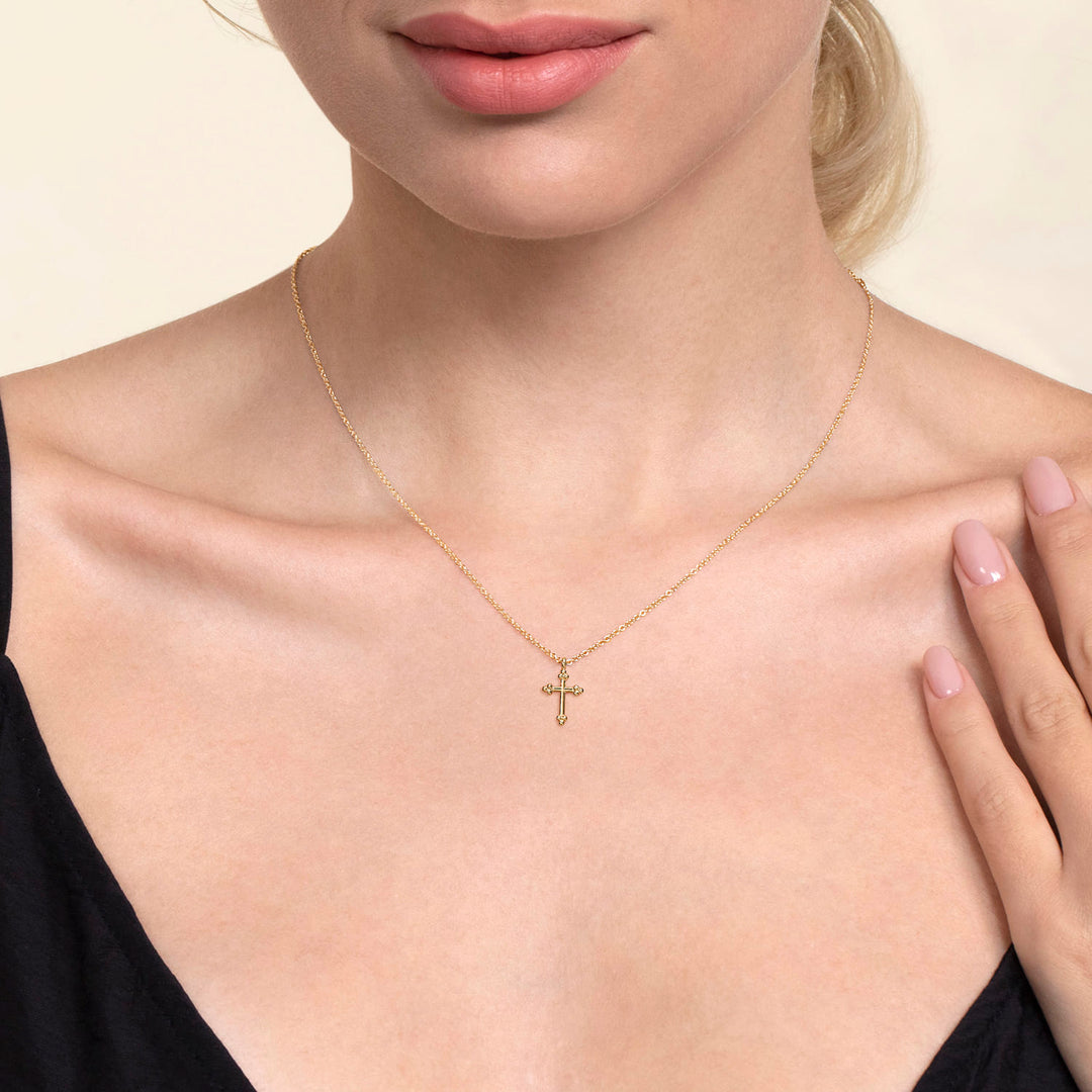 Bujukan 14K Yellow Gold Plain Cross Necklace