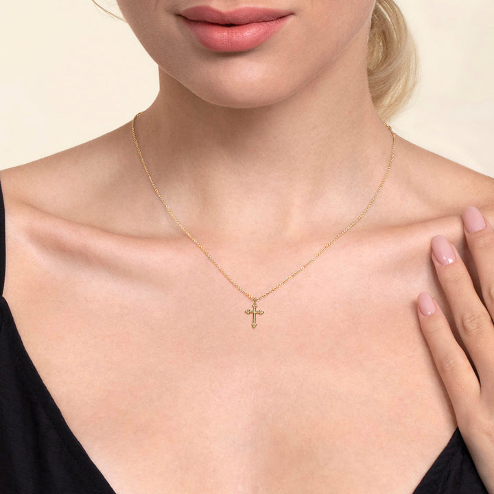 Bujukan 14K Yellow Gold Plain Cross Necklace