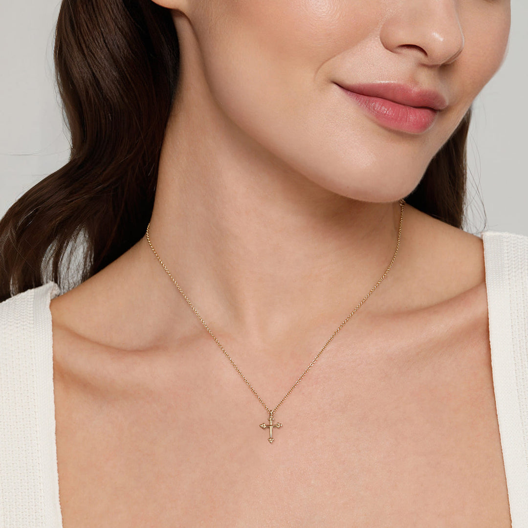 Bujukan 14K Yellow Gold Plain Cross Necklace